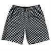 Checkerboard Half Inch Black and Grey Medium 10" Swim Shorts Made in USA by Tribe Lacrosse