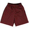 Checkerboard Half Inch Black and Red Dark Basketball Practice Shorts Made In USA by Tribe Lacrosse