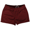 Checkerboard Half Inch Black and Red Dark Shorty Short Gym Shorts 2.5" Inseam Made In USA by Tribe Lacrosse