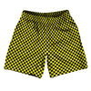 Checkerboard Half Inch Black and Yellow Athletic Running Fitness Exercise Shorts 7" Inseam Shorts Made In USA by Tribe Lacrosse