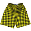 Checkerboard Half Inch Black and Yellow Lacrosse Shorts Made In USA by Tribe Lacrosse
