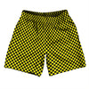 Checkerboard Half Inch Black and Yellow Soccer Shorts Made In USA by Tribe Lacrosse