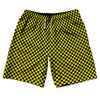 Checkerboard Half Inch Black and Yellow 10" Swim Shorts Made in USA by Tribe Lacrosse