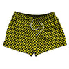 Checkerboard Half Inch Black and Yellow 2.5" Swim Shorts Made in USA by Tribe Lacrosse