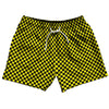 Checkerboard Half Inch Black and Yellow 5" Swim Shorts Made in USA by Tribe Lacrosse