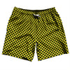 Checkerboard Half Inch Black and Yellow Swim Shorts 7" Made in USA by Tribe Lacrosse