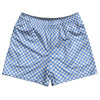 Checkerboard Half Inch Blue Carolina and White Rugby Shorts Made In USA by Tribe Lacrosse