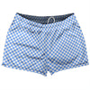 Checkerboard Half Inch Blue Carolina and White Shorty Short Gym Shorts 2.5" Inseam Made In USA by Tribe Lacrosse