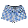Checkerboard Half Inch Blue Carolina and White 2.5" Swim Shorts Made in USA by Tribe Lacrosse