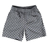 Checkerboard Half Inch Blue Navy Almost Black and White Athletic Running Fitness Exercise Shorts 7" Inseam Shorts Made In USA by Tribe Lacrosse