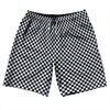 Checkerboard Half Inch Blue Navy Almost Black and White 10" Swim Shorts Made in USA by Tribe Lacrosse