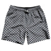 Checkerboard Half Inch Blue Navy Almost Black and White Swim Shorts 7" Made in USA by Tribe Lacrosse