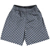 Checkerboard Half Inch Blue Navy And Grey Medium Basketball Practice Shorts Made In USA by Tribe Lacrosse