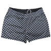 Checkerboard Half Inch Blue Navy And Grey Medium Shorty Short Gym Shorts 2.5" Inseam Made In USA by Tribe Lacrosse