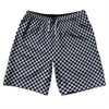 Checkerboard Half Inch Blue Navy And Grey Medium 10" Swim Shorts Made in USA by Tribe Lacrosse