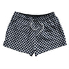 Checkerboard Half Inch Blue Navy And Grey Medium 2.5" Swim Shorts Made in USA by Tribe Lacrosse