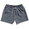 Checkerboard Half Inch Blue Navy And Grey Medium 5" Swim Shorts Made in USA by Tribe Lacrosse