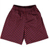 Checkerboard Half Inch Blue Navy and Red Dark Basketball Practice Shorts Made In USA by Tribe Lacrosse