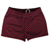 Checkerboard Half Inch Blue Navy and Red Dark Shorty Short Gym Shorts 2.5" Inseam Made In USA by Tribe Lacrosse
