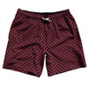 Checkerboard Half Inch Blue Navy and Red Dark Swim Shorts 7" Made in USA by Tribe Lacrosse