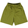 Checkerboard Half Inch Blue Navy and Yellow Bright Basketball Practice Shorts Made In USA by Tribe Lacrosse