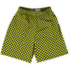 Checkerboard Half Inch Blue Navy and Yellow Bright Lacrosse Shorts Made In USA by Tribe Lacrosse
