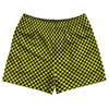 Checkerboard Half Inch Blue Navy and Yellow Bright Rugby Shorts Made In USA by Tribe Lacrosse