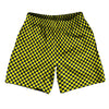 Checkerboard Half Inch Blue Navy and Yellow Bright Soccer Shorts Made In USA by Tribe Lacrosse