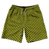 Checkerboard Half Inch Blue Navy and Yellow Bright 10" Swim Shorts Made in USA by Tribe Lacrosse