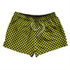 Checkerboard Half Inch Blue Navy and Yellow Bright 2.5" Swim Shorts Made in USA by Tribe Lacrosse