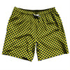Checkerboard Half Inch Blue Navy and Yellow Bright Swim Shorts 7" Made in USA by Tribe Lacrosse