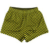 Checkerboard Half Inch Blue Navy and Yellow Bright Womens & Girls Sport Shorts End Made In USA by Tribe Lacrosse