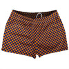 Checkerboard Half Inch Blue Royal and Tennessee Orange Shorty Short Gym Shorts 2.5" Inseam Made In USA by Tribe Lacrosse