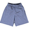 Checkerboard Half Inch Blue Royal and White Basketball Practice Shorts Made In USA by Tribe Lacrosse