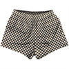 Checkerboard Half Inch Brown Dark and White Womens & Girls Sport Shorts End Made In USA by Tribe Lacrosse