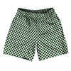 Checkerboard Half Inch Green Forest and White Athletic Running Fitness Exercise Shorts 7" Inseam Shorts Made In USA by Tribe Lacrosse
