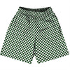 Checkerboard Half Inch Green Forest and White Basketball Practice Shorts Made In USA by Tribe Lacrosse