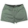 Checkerboard Half Inch Green Forest and White Shorty Short Gym Shorts 2.5" Inseam Made In USA by Tribe Lacrosse