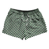 Checkerboard Half Inch Green Forest and White 2.5" Swim Shorts Made in USA by Tribe Lacrosse