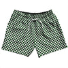 Checkerboard Half Inch Green Forest and White 5" Swim Shorts Made in USA by Tribe Lacrosse