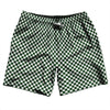 Checkerboard Half Inch Green Forest and White Swim Shorts 7" Made in USA by Tribe Lacrosse