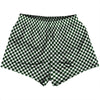 Checkerboard Half Inch Green Forest and White Womens & Girls Sport Shorts End Made In USA by Tribe Lacrosse