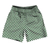 Checkerboard Half Inch Green Hunter and White Athletic Running Fitness Exercise Shorts 7" Inseam Shorts Made In USA by Tribe Lacrosse