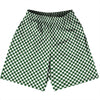 Checkerboard Half Inch Green Hunter and White Basketball Practice Shorts Made In USA by Tribe Lacrosse