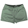 Checkerboard Half Inch Green Hunter and White Shorty Short Gym Shorts 2.5" Inseam Made In USA by Tribe Lacrosse