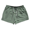 Checkerboard Half Inch Green Hunter and White 2.5" Swim Shorts Made in USA by Tribe Lacrosse