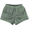Checkerboard Half Inch Green Hunter and White Womens & Girls Sport Shorts End Made In USA by Tribe Lacrosse