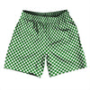 Checkerboard Half Inch Green Kelly and White Athletic Running Fitness Exercise Shorts 7" Inseam Shorts Made In USA by Tribe Lacrosse
