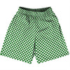 Checkerboard Half Inch Green Kelly and White Basketball Practice Shorts Made In USA by Tribe Lacrosse
