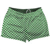 Checkerboard Half Inch Green Kelly and White Shorty Short Gym Shorts 2.5" Inseam Made In USA by Tribe Lacrosse